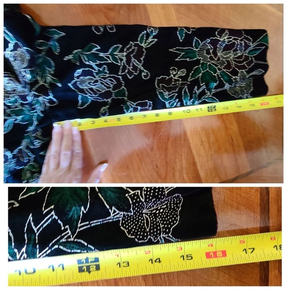 Norton McNaughton Petites Blazer 10 P Black Gold Floral Roses Unlined Holiday - Picture 9 of 13